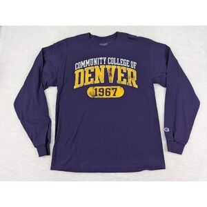Champion Community College of Denver Shirt Men's L Purple Long Sleeve